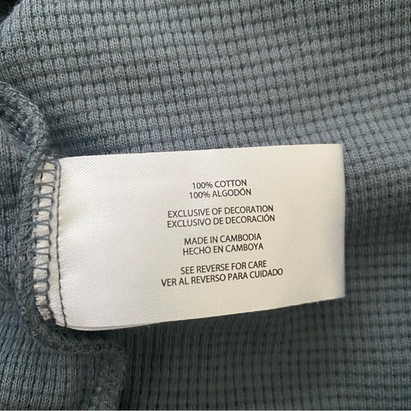 GAP Men’s Grey Waffle Henley Hoodie Pullover Shirt Long Sleeve Sz S - NWT - Picture 7 of 8